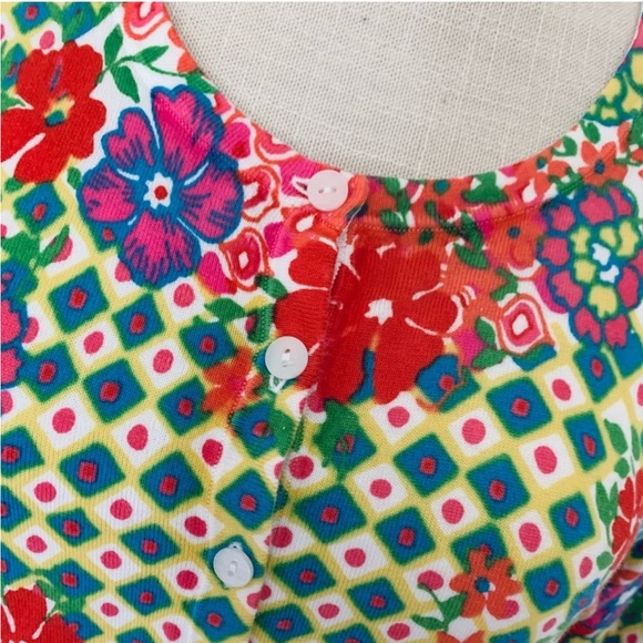 TALBOTS Colorful Geo & Floral Print Button-Up Cardigan Sweater Womens Sz… - Picture 6 of 13